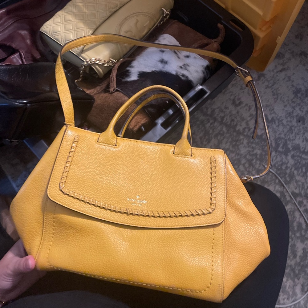 Kate Spade Yellow Leather Satchel with Structured Design